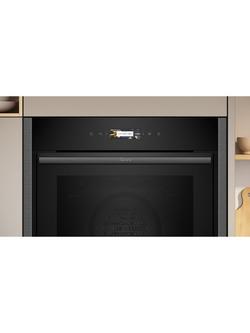 Neff N70 Slide and Hide Built In Self Cleaning Electric Single Oven - view 2, Grey Graphite