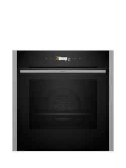 Neff N70 Slide and Hide Built In Self Cleaning Electric Single Oven, Silver Stainless Steel