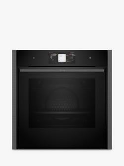 Neff N90 Slide and Hide B64VT73G0B Built In Self Cleaning Electric Single Oven with Steam Function, Grey Graphite, Grey Graphite