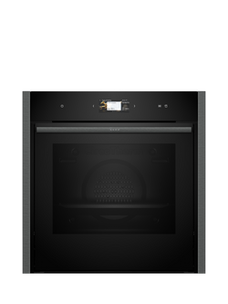 Neff N90 Slide and Hide B64VS71G0B Built In Self Cleaning Electric Single Oven with Steam Function, Grey Graphite, Grey Graphite