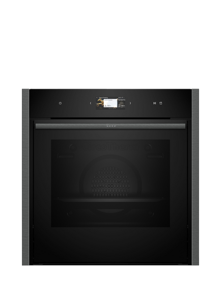 Neff N90 Slide and Hide B64VS71G0B Built In Self Cleaning Electric Single Oven with Steam Function, Grey Graphite, Grey Graphite