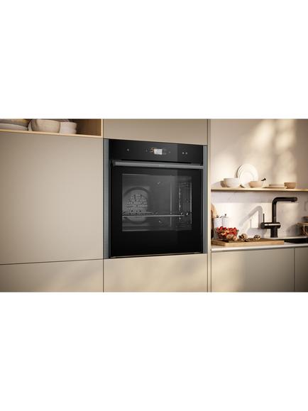 Neff N90 Slide and Hide B64VS71G0B Built In Self Cleaning Electric Single Oven with Steam Function, Grey Graphite - view 2, Grey Graphite