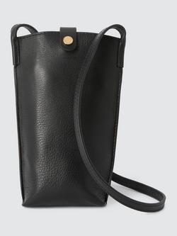John Lewis Leather Crossbody Phone Bag, Black