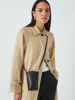 John Lewis Leather Crossbody Phone Bag - view 2, Black