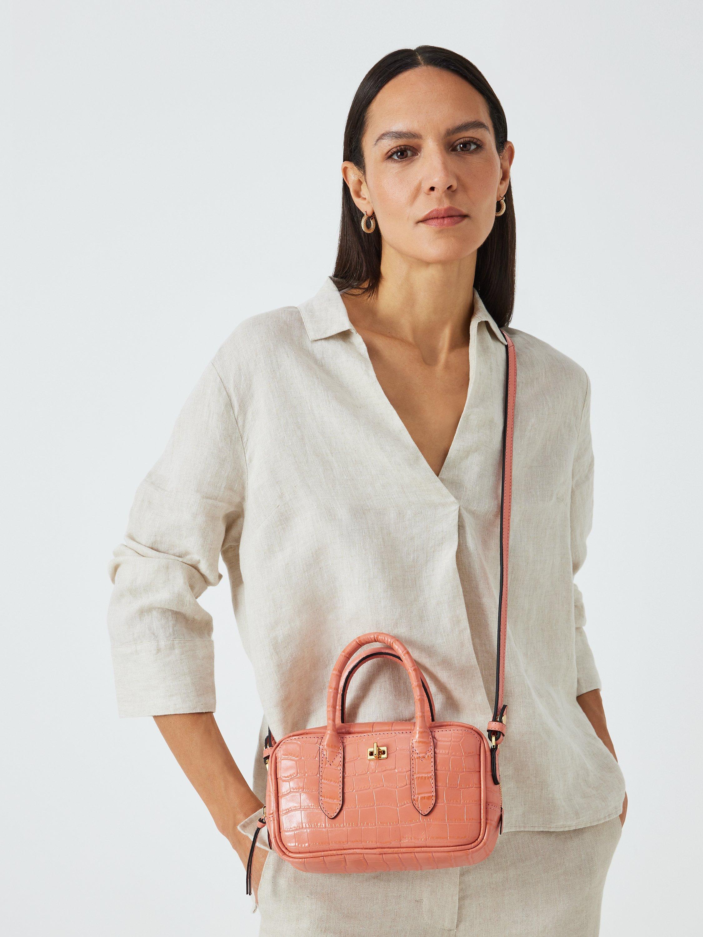 John Lewis Leather Zip Around Grab Bag Pink