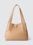 John Lewis Leather Triple Compartment Shoulder Bag, Camel