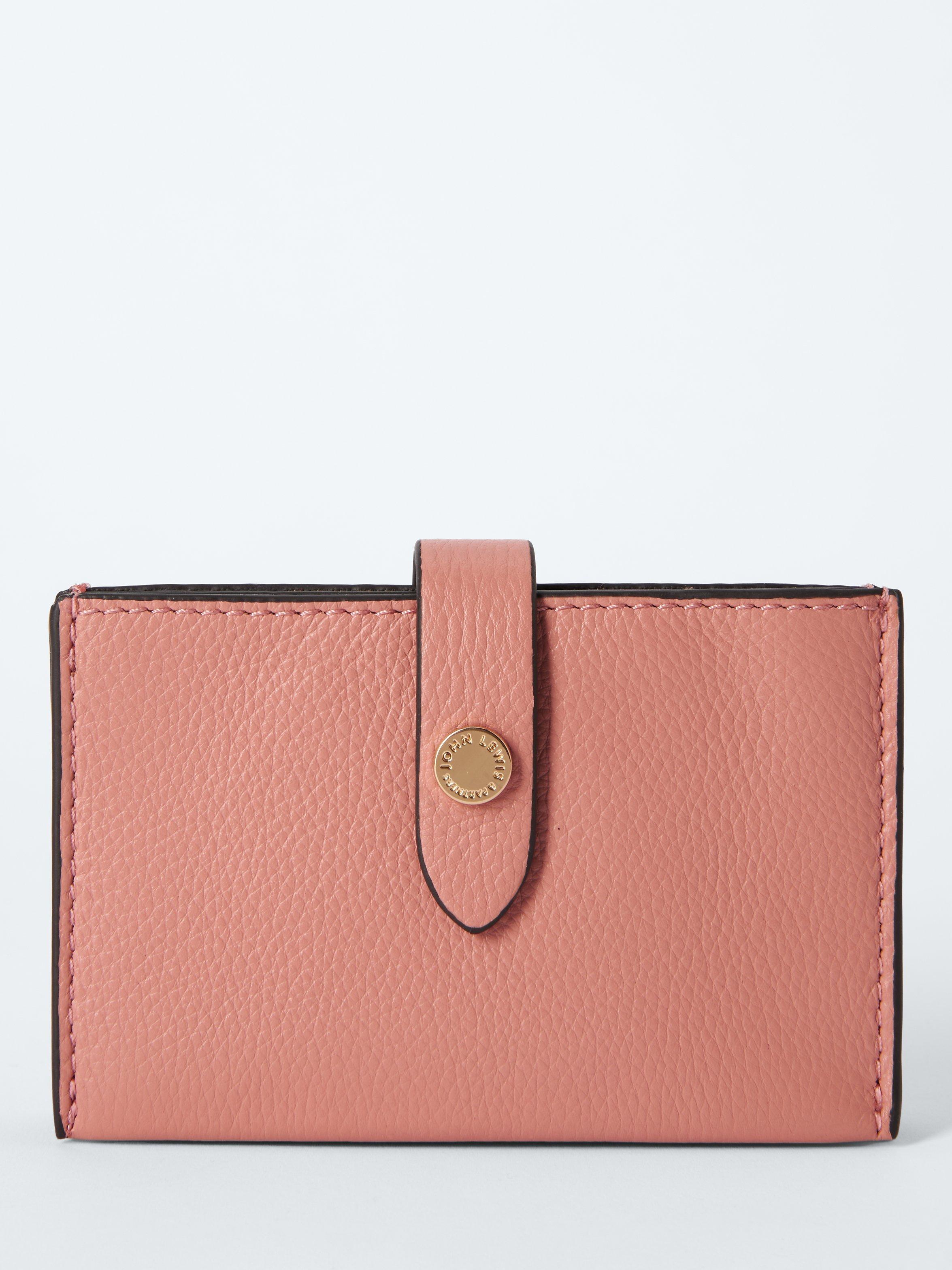 John Lewis Concertina Leather Card Purse, Tawny Orange