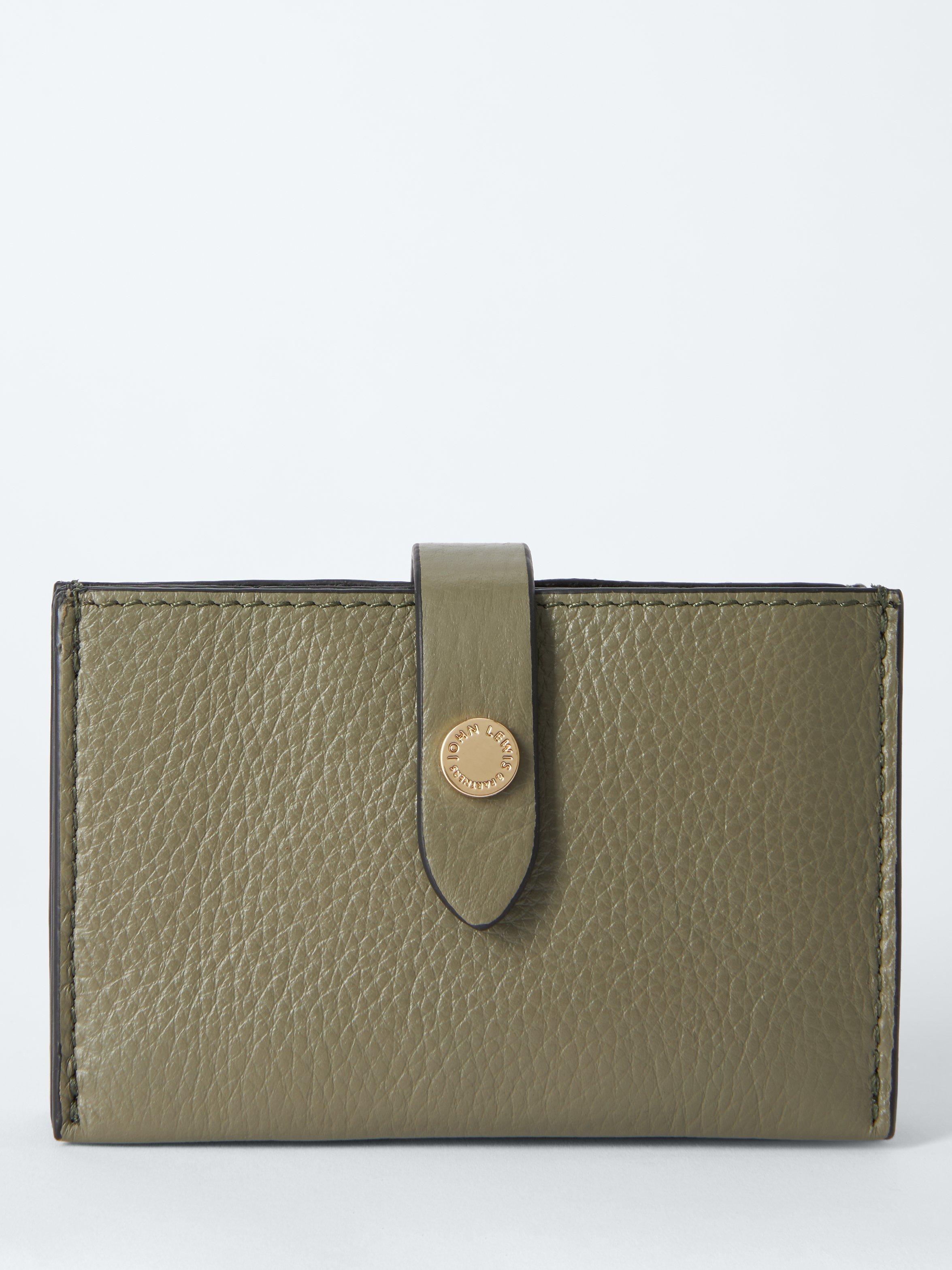 John Lewis Concertina Leather Card Purse, Burnt Olive
