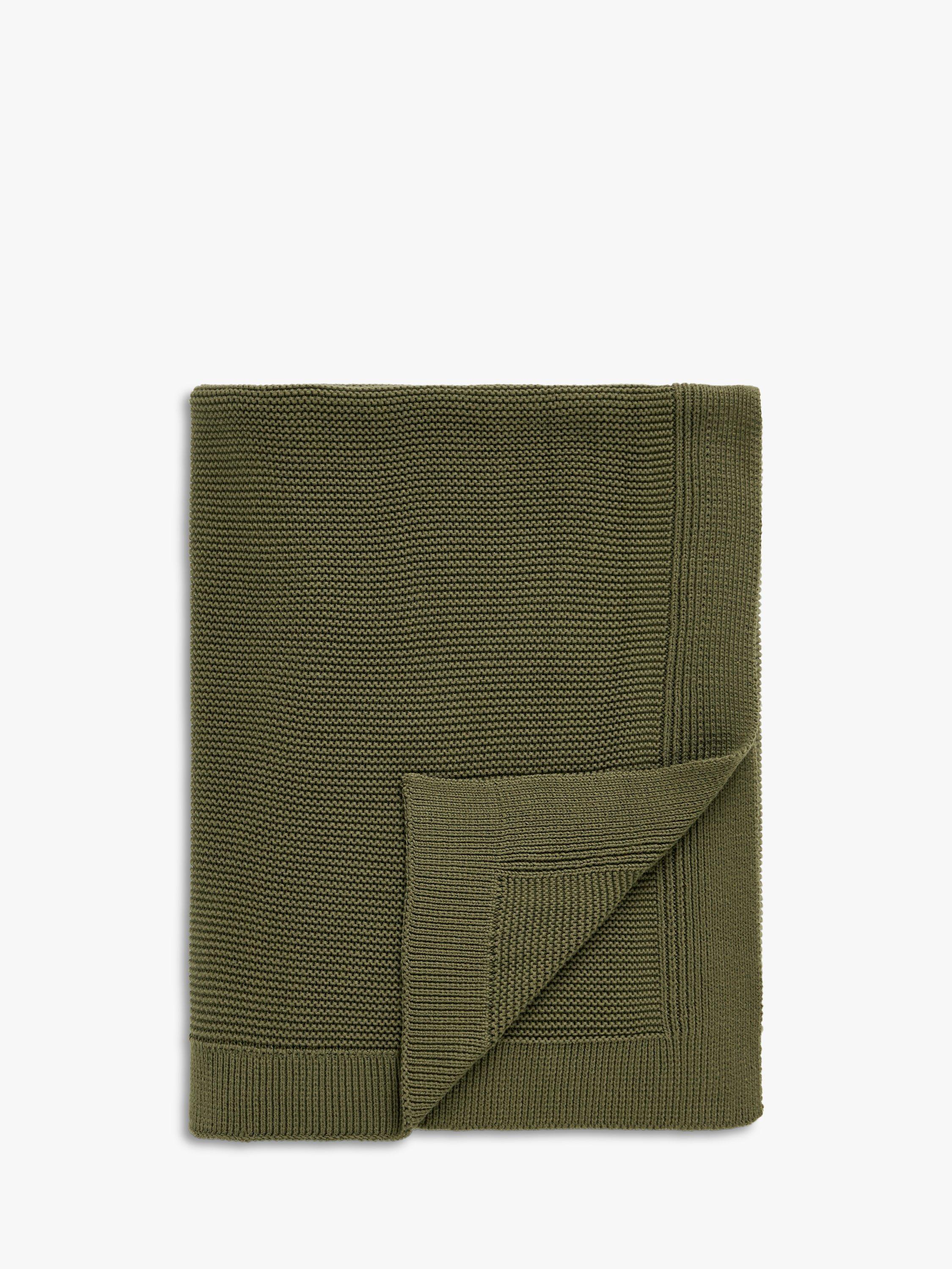 John Lewis Rye Plain Knit Throw Avocado