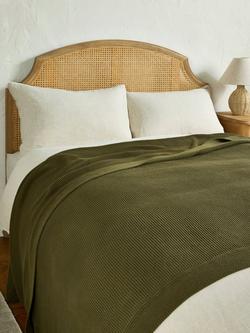 John Lewis Rye Plain Knit Throw - view 2, Avocado