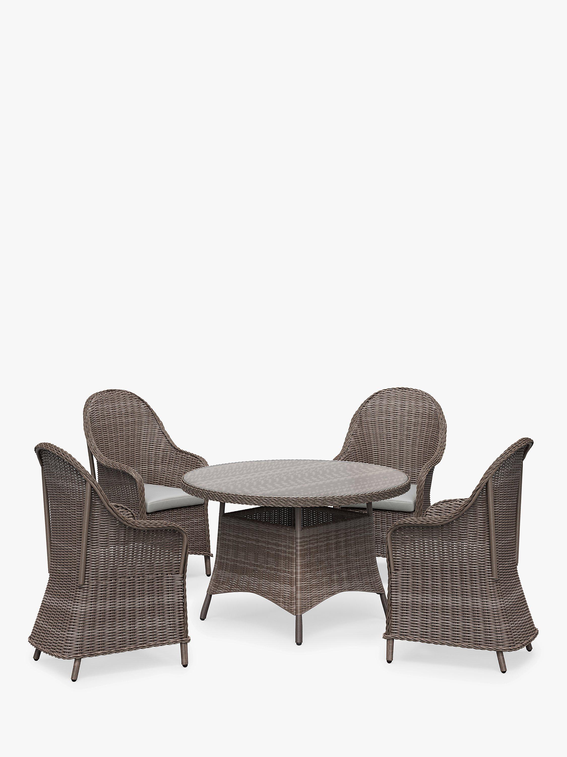 John Lewis Rye Woven 4 Seater Round Garden Dining Table Natural