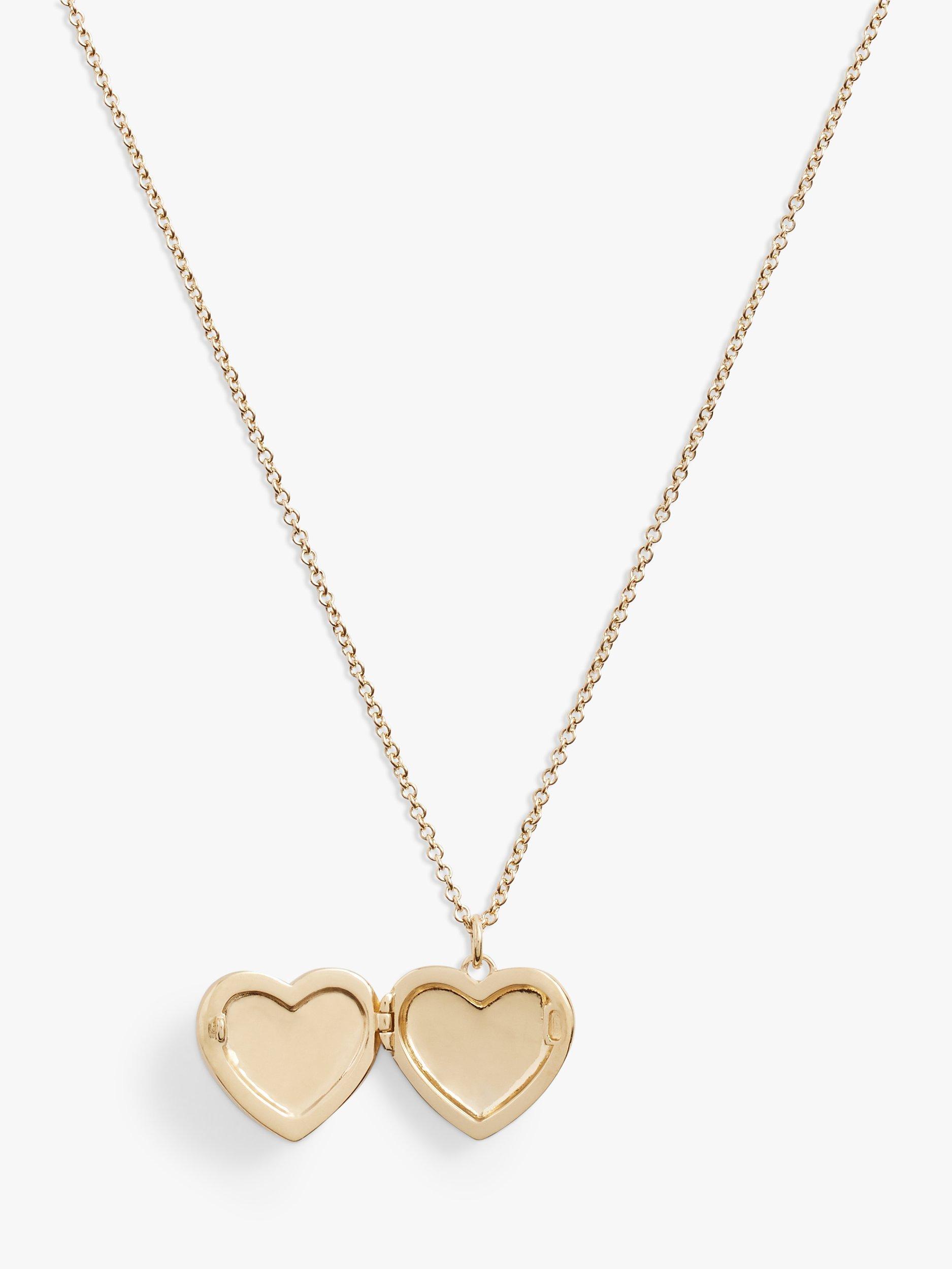 Coach Enamel Heart Locket Necklace, Gold/Chalk