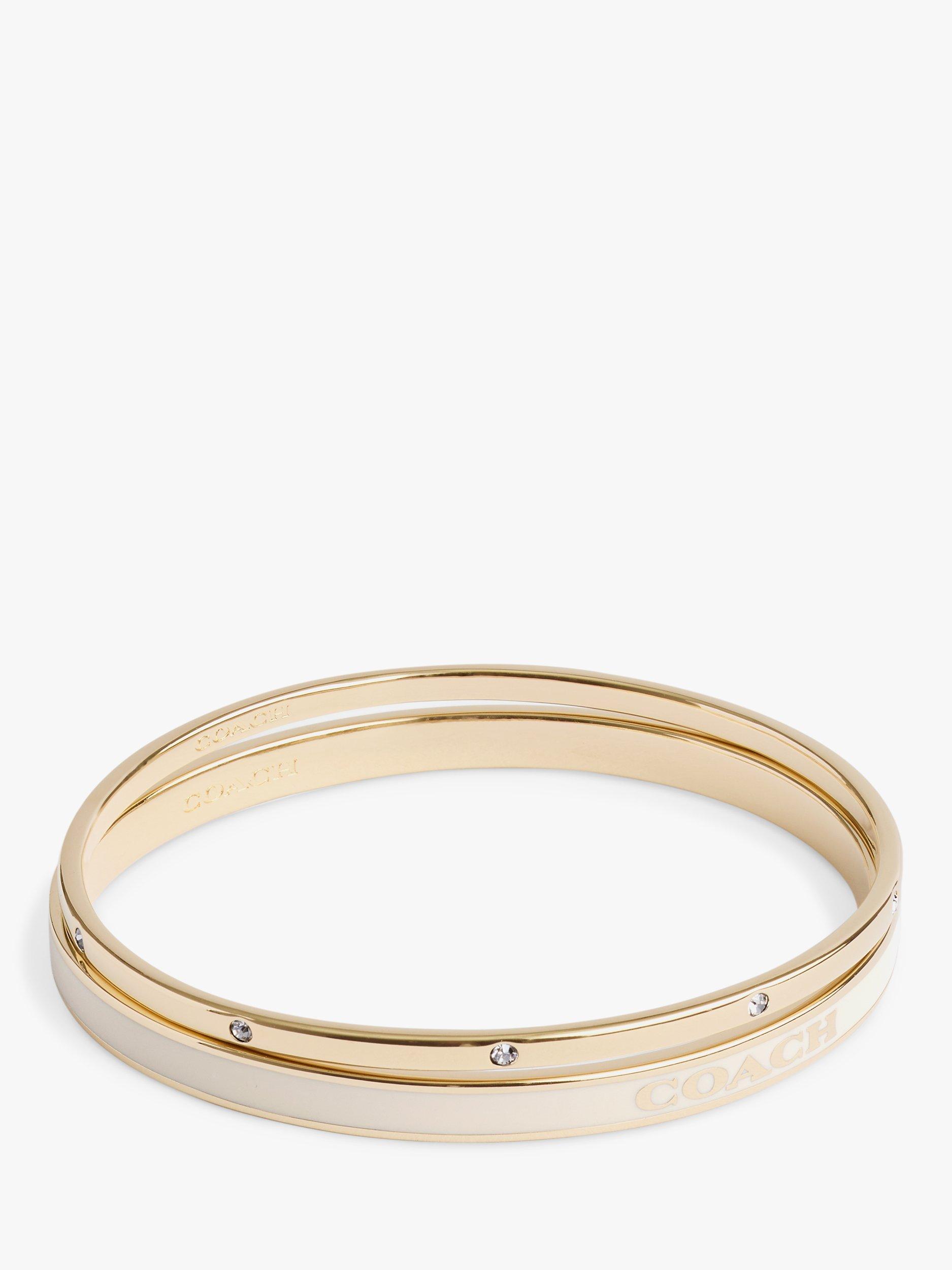 Coach Crystal & Enamel Bangle, Pack of 2, Gold/Chalk