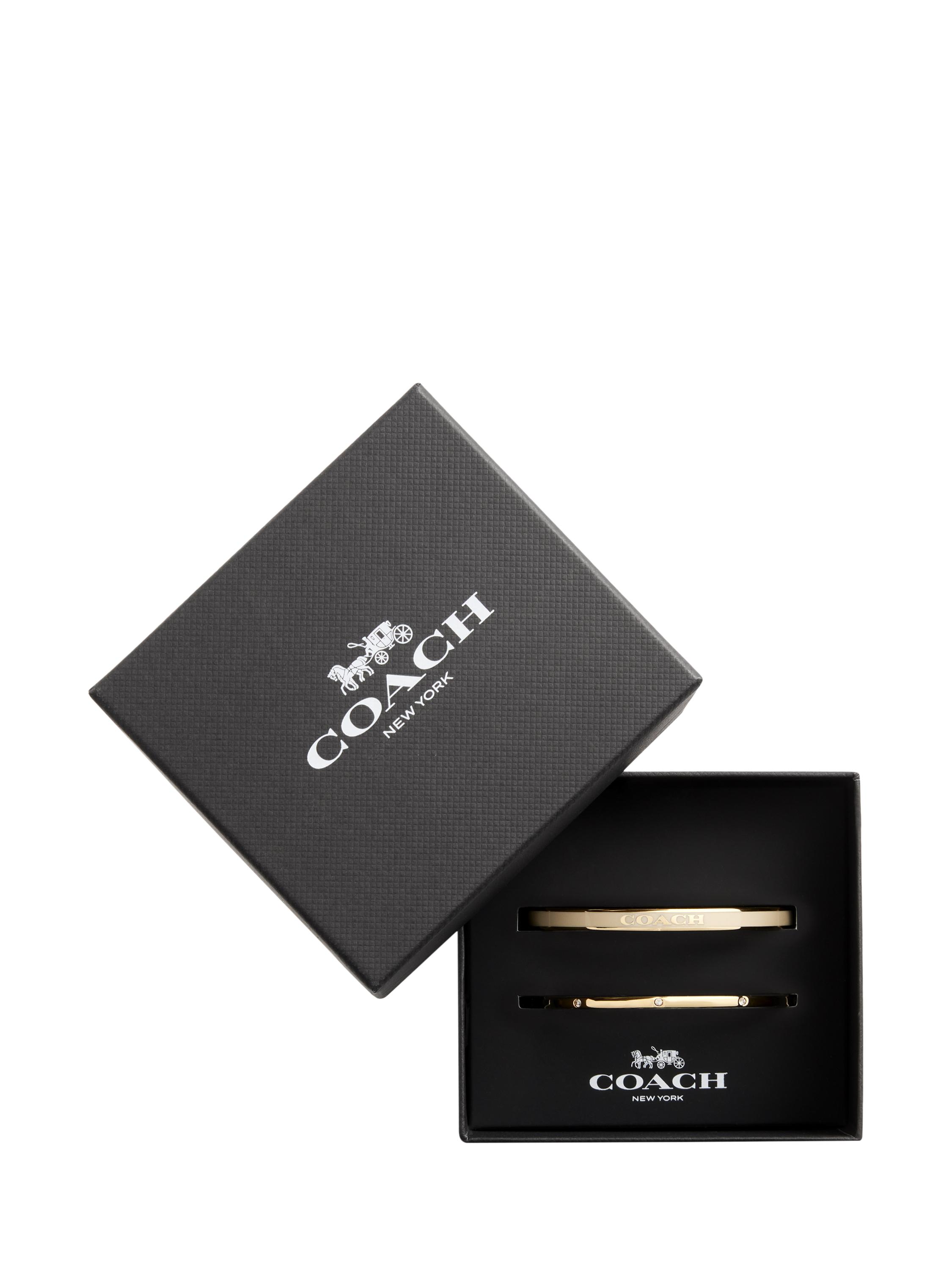 Coach Crystal & Enamel Bangle, Pack of 2, Gold/Chalk