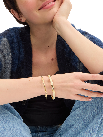 Coach Crystal & Enamel Bangle, Pack of 2 - view 2, Gold/Chalk