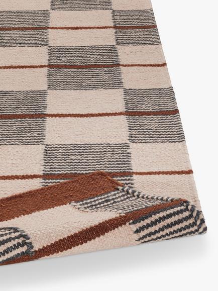 John Lewis Betula Checkerboard Flatweave Rug, Orange/Multi - view 2, Orange/Multi