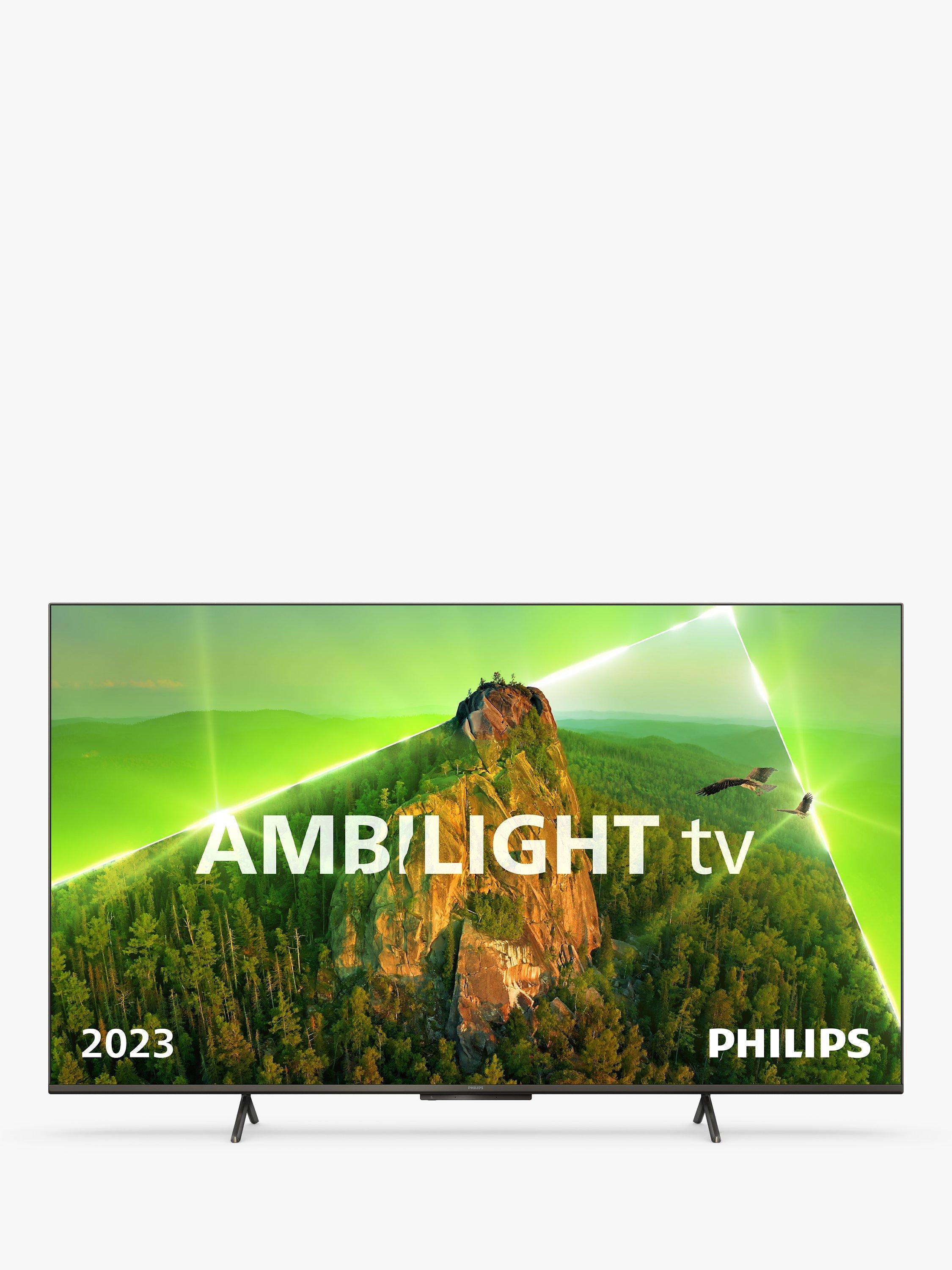 Philips 55PUS8108 (2023) LED HDR 4K Ultra HD Smart TV, 55 inch with Freeview Play, Ambilight & Dolby Atmos, Satin Chrome