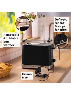 Bosch MyMoment Serene TAT4M, 2 Slice Toaster - view 2, Black