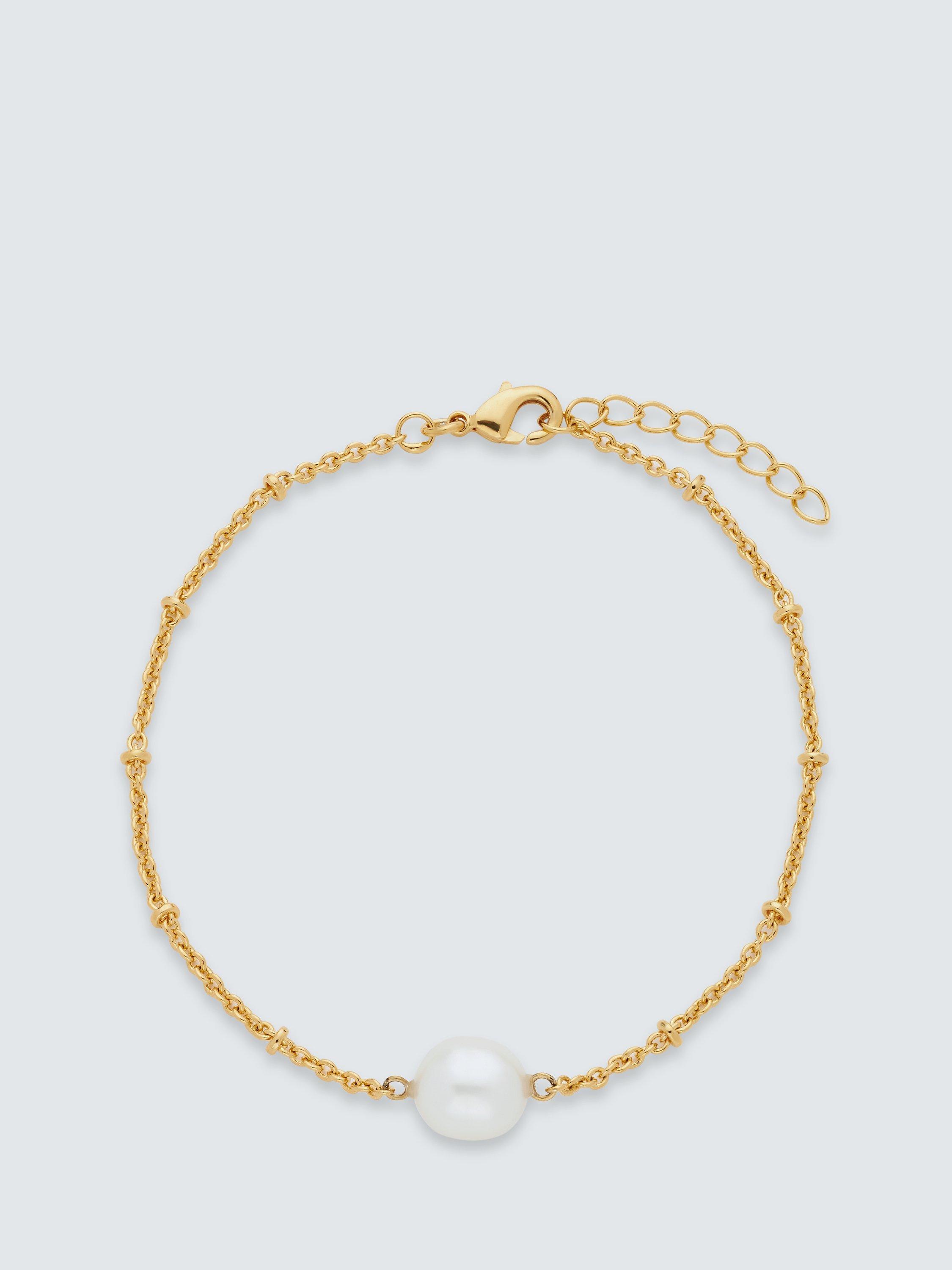 John Lewis Gemstones & Pearls Baroque Pearl Bracelet, Gold