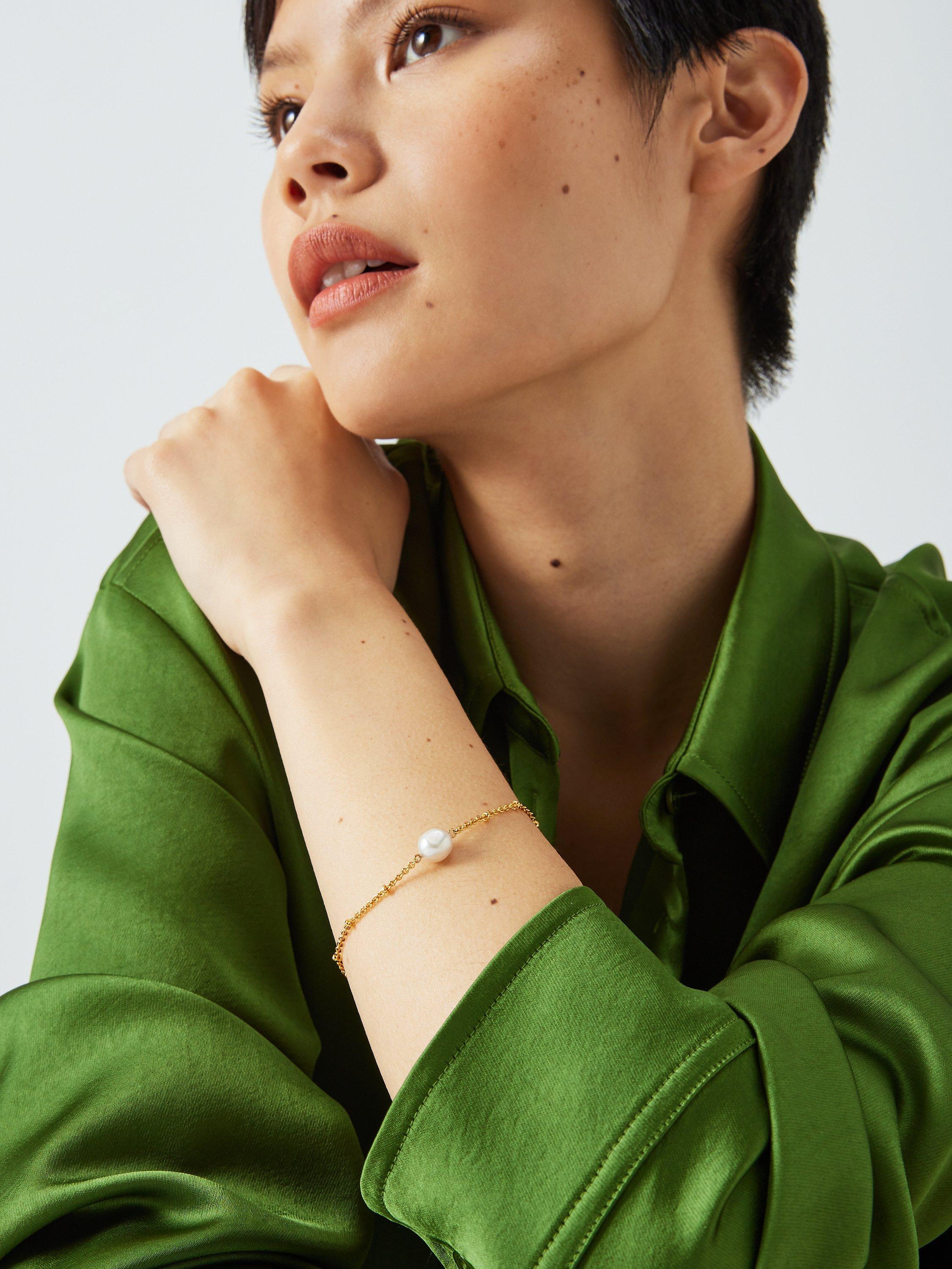 John Lewis Gemstones & Pearls Baroque Pearl Bracelet, Gold