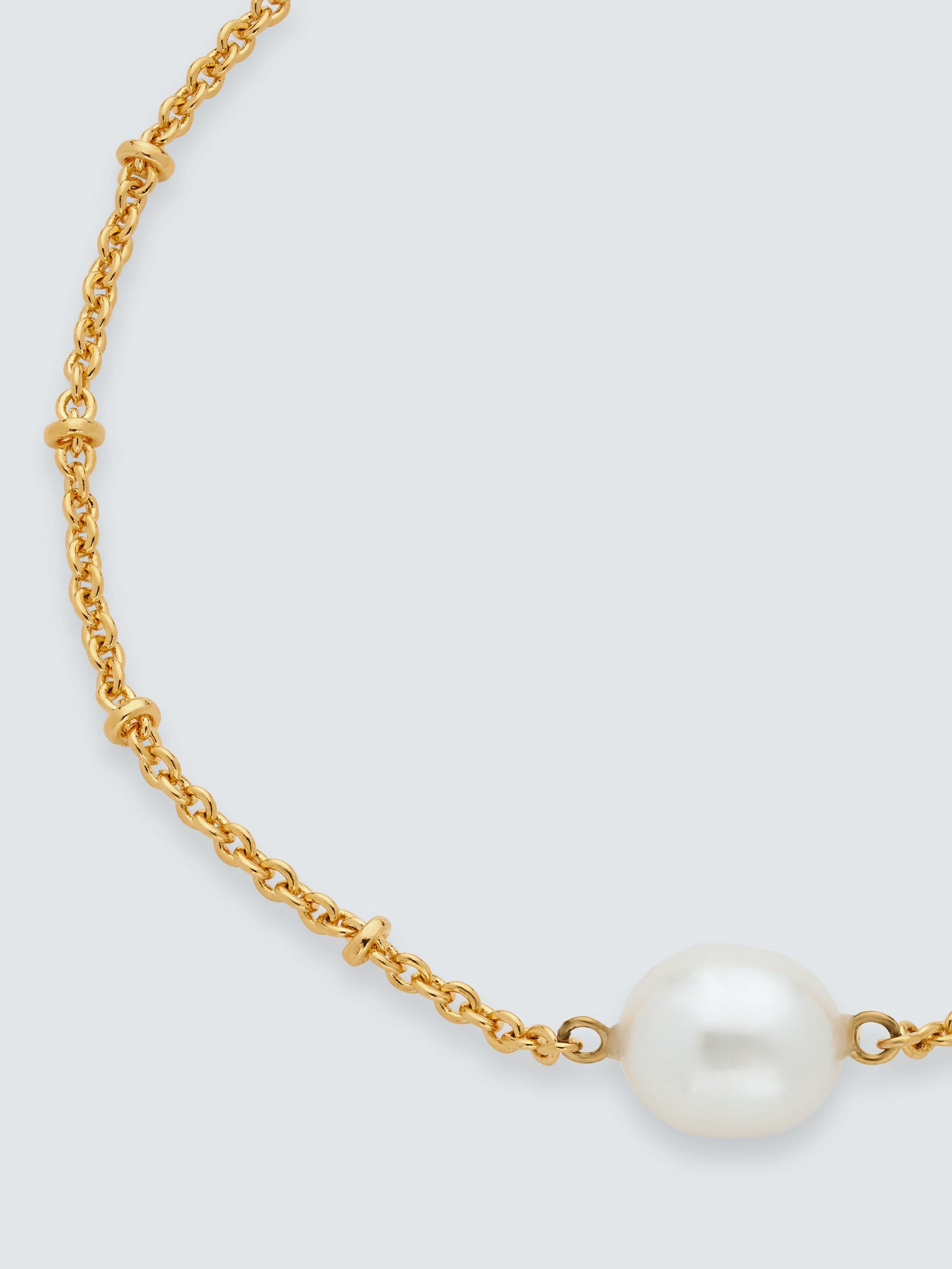 John Lewis Gemstones & Pearls Baroque Pearl Bracelet, Gold