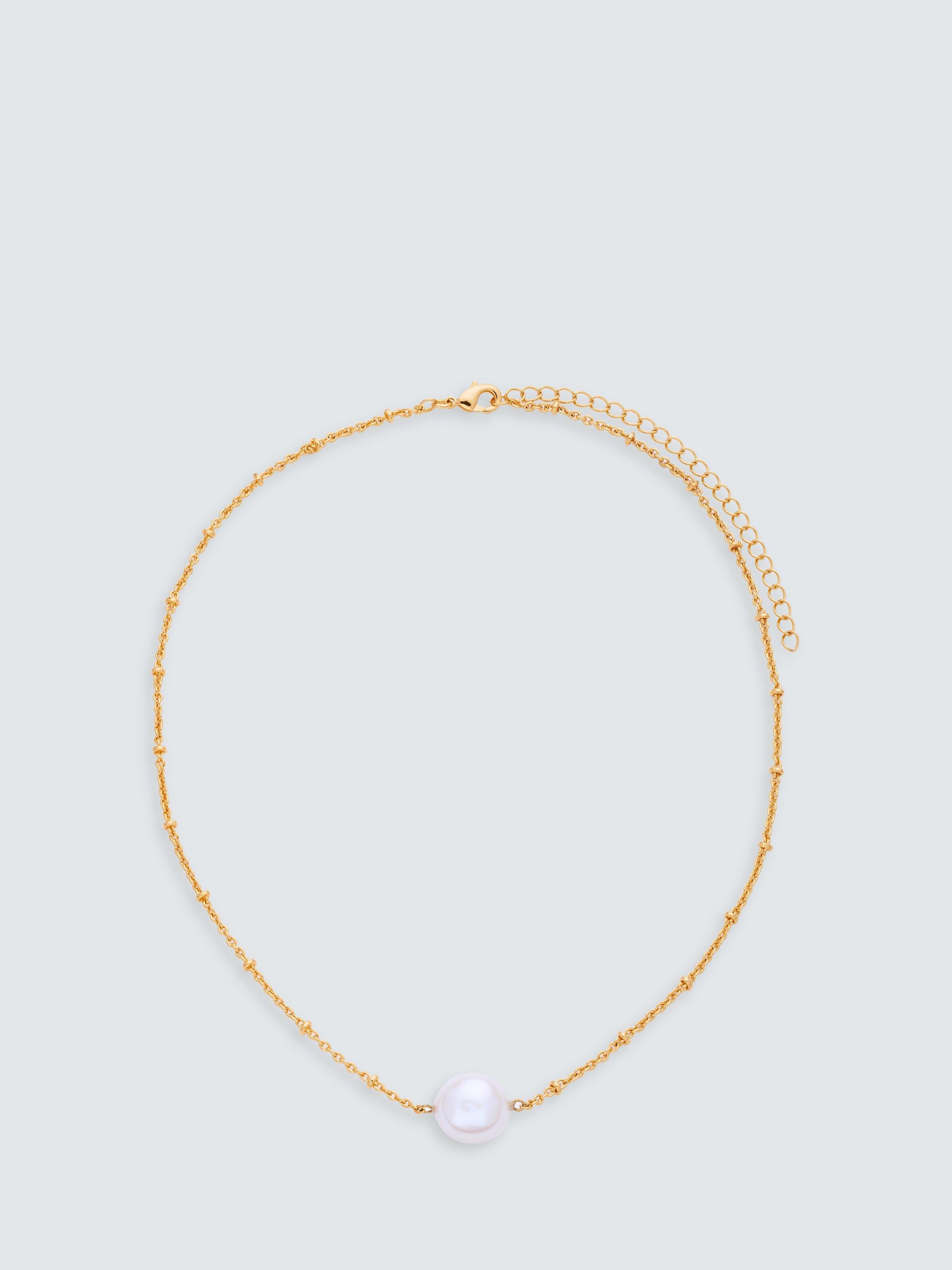 John Lewis Gemstones & Pearls Baroque Pearl Chocker Necklace, Gold
