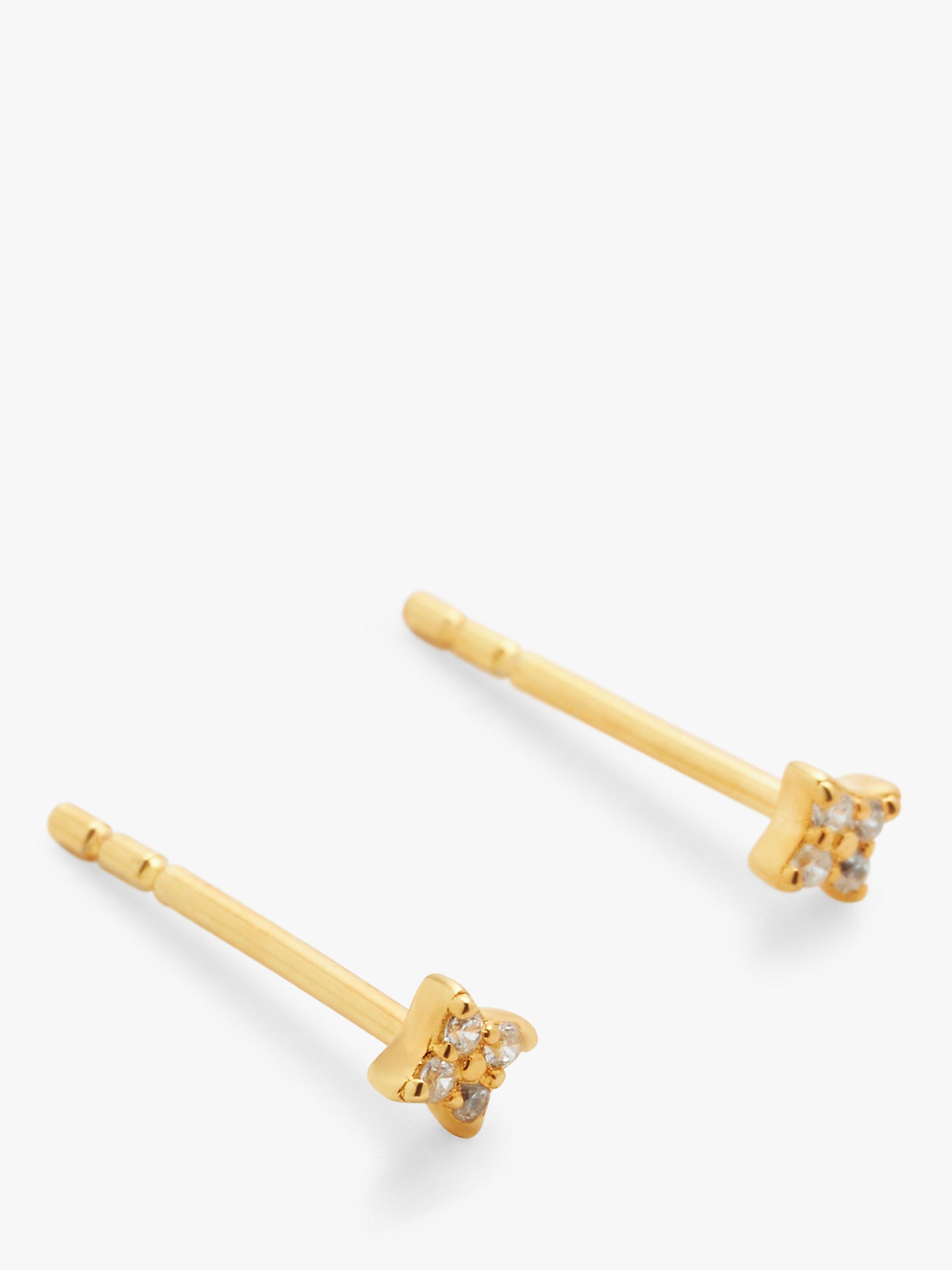 Product image 1 of 4, which shows John Lewis Earring Edit Cubic Zirconia Star Stud Earrings, Gold