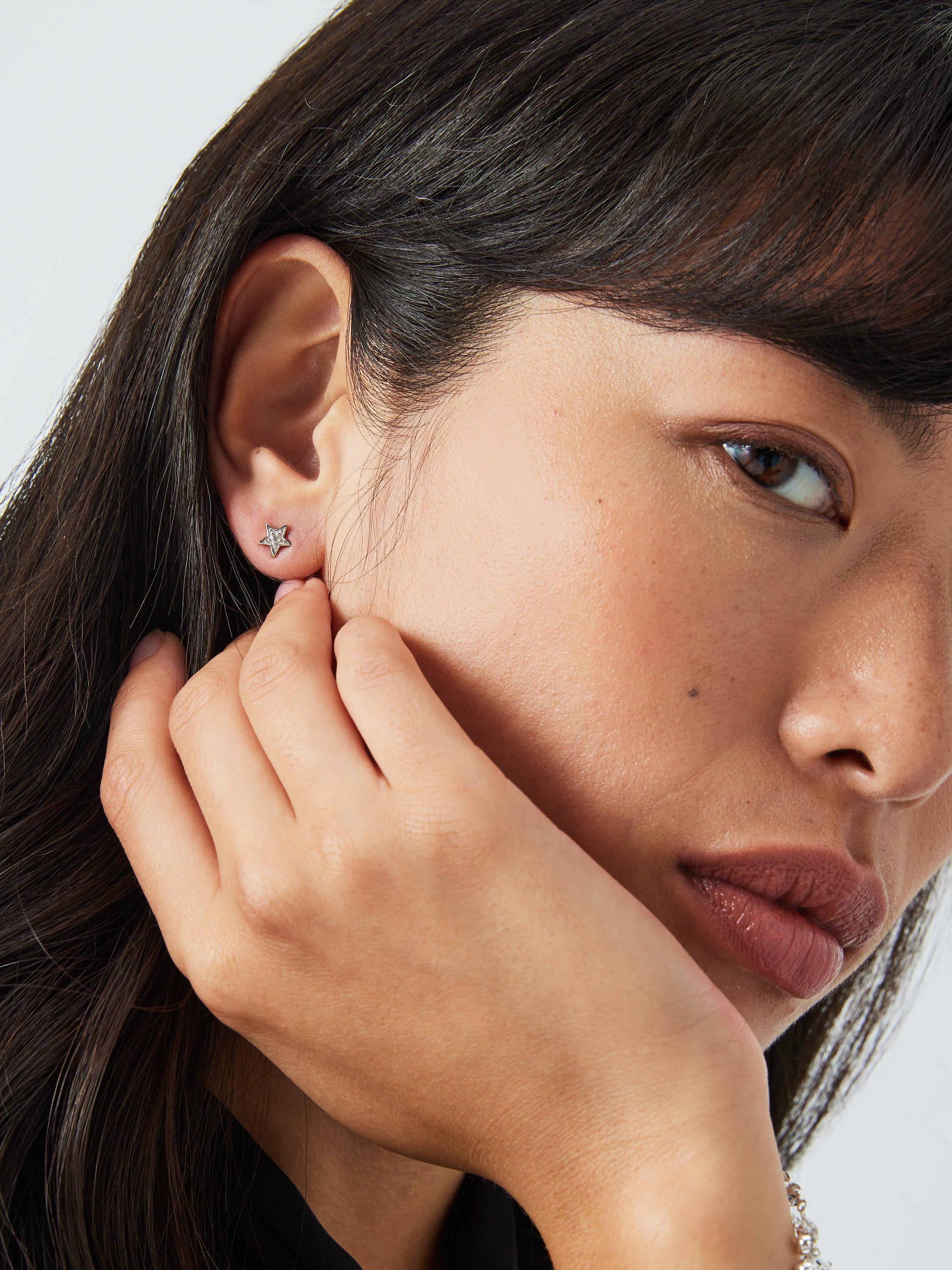 Product image 2 of 3, which shows John Lewis Earring Edit Star Stud Earrings, Silver
