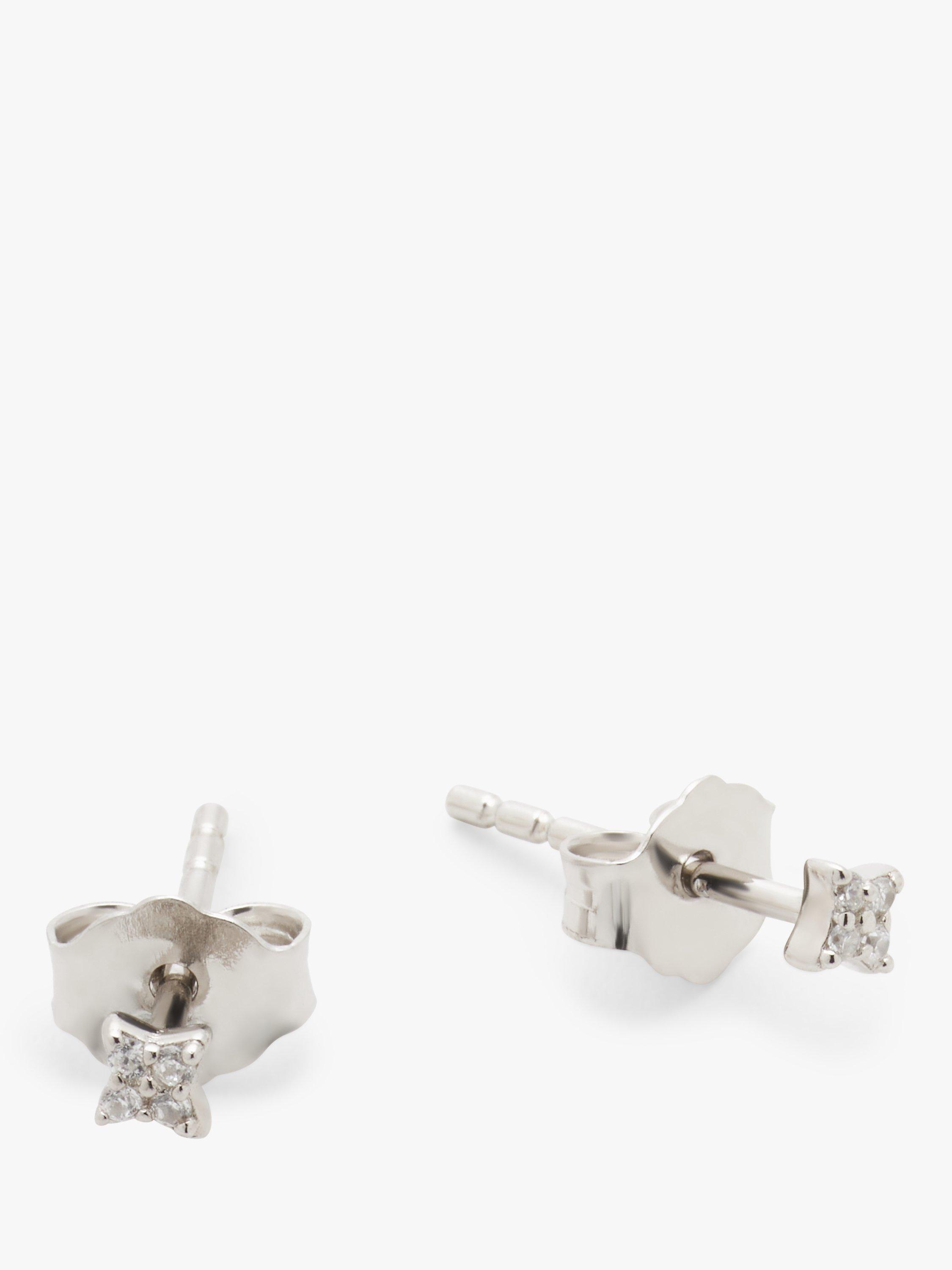 Product image 3 of 3, which shows John Lewis Earring Edit Cubic Zirconia Star Stud Earrings, Silver