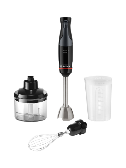 Bosch Series 4 ErgoMaster Pressure Controlled 2-in-1 Hand Blender with Chopper, Black, Black