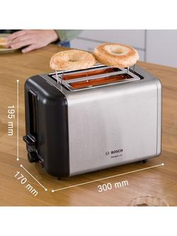 Bosch DesignLine 2 Slice Toaster, Stainless Steel - view 2, Stainless Steel