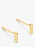 John Lewis Earring Edit Triple Cubic Zirconia Stud Earrings, Gold