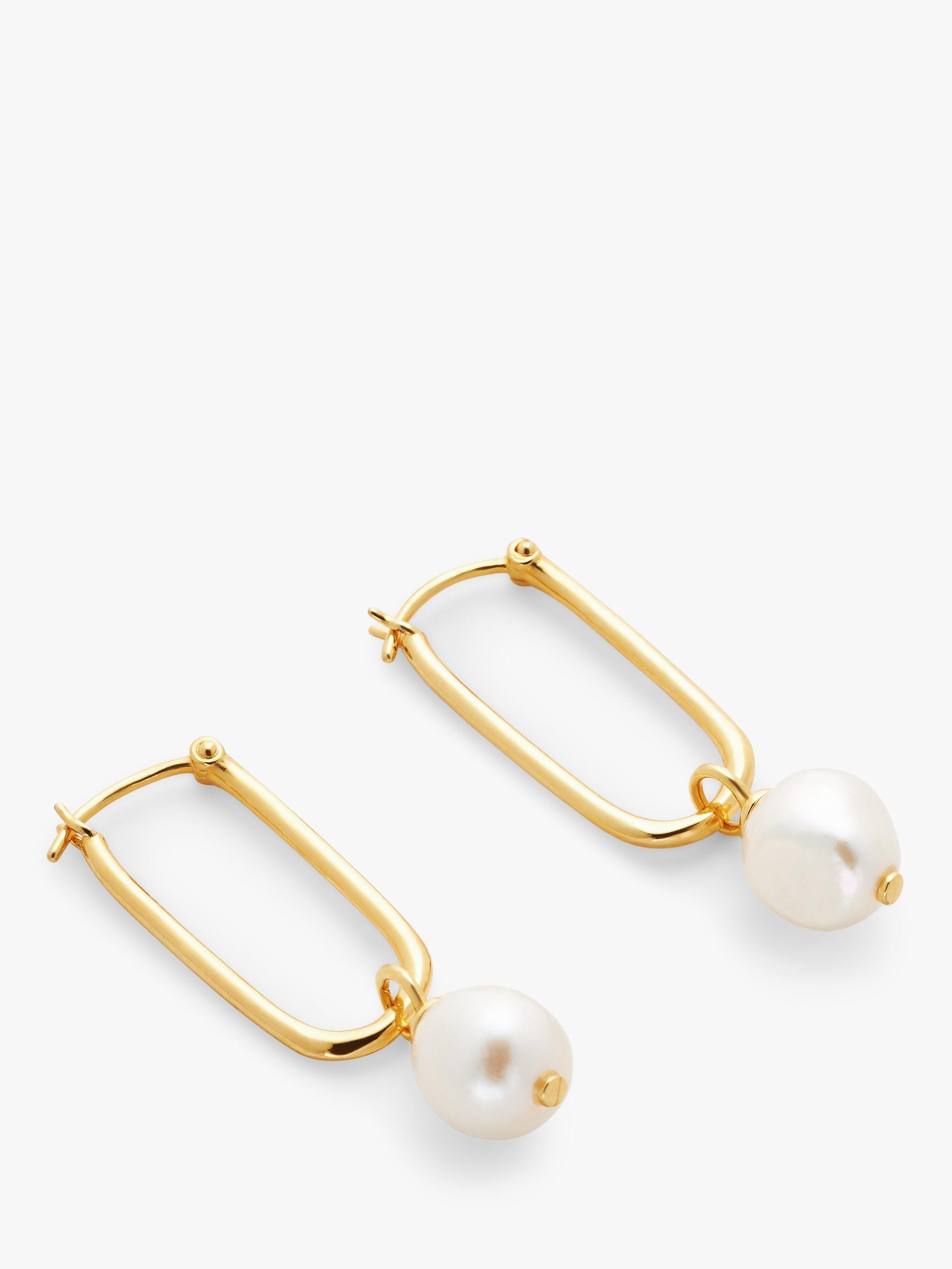 Product image 1 of 4, which shows John Lewis Gemstones & Pearls Baroque Pearl Drop Earrings, Gold