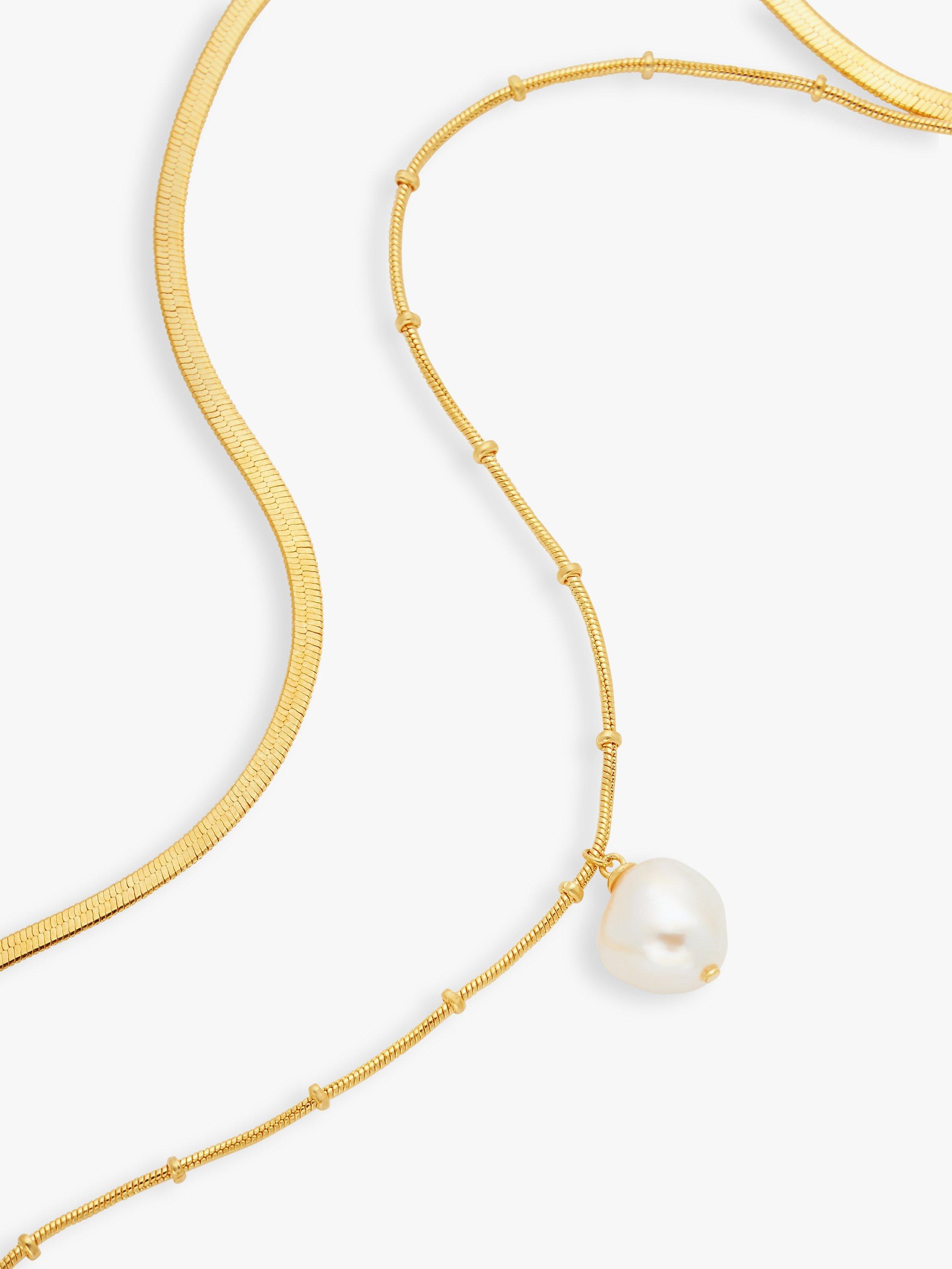 Product image 3 of 4, which shows John Lewis Gemstones & Pearls Baroque Pearl Double Row Layered Necklace, Gold