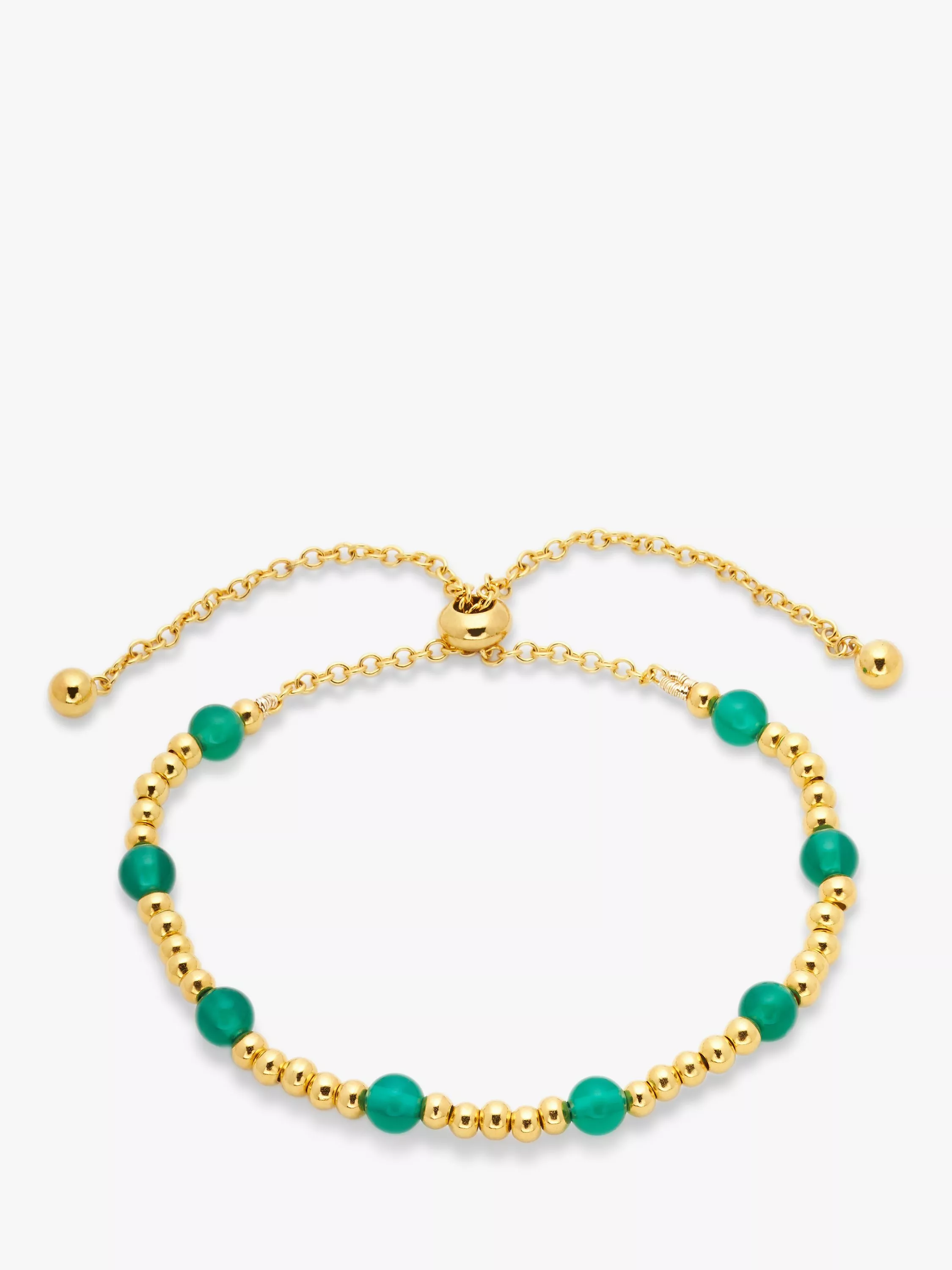 John Lewis Gemstones Green Agate Beaded Slider Bracelet Gold