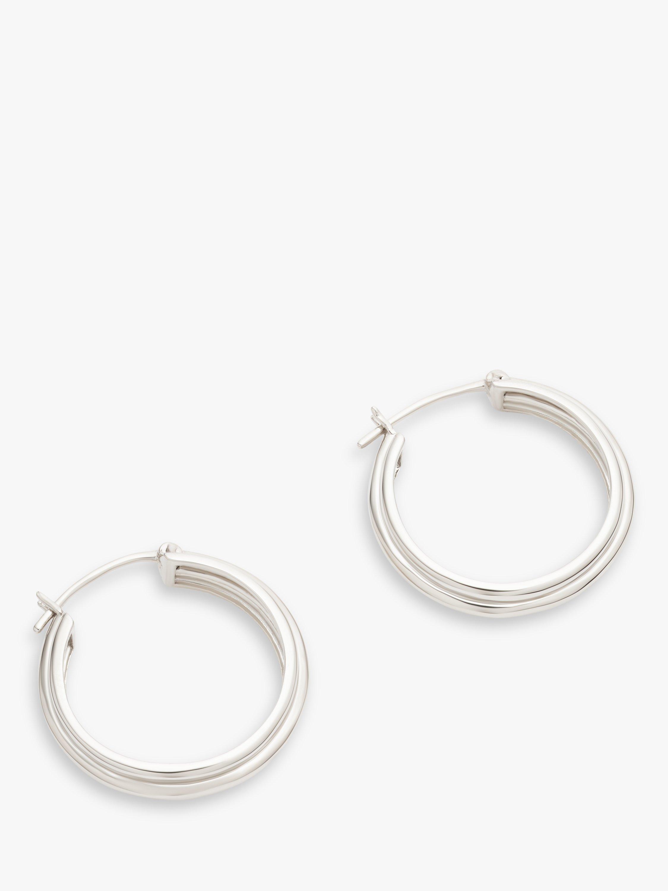 Product image 1 of 4, which shows John Lewis Earring Edit Triple Band Hoop Earrings, Silver