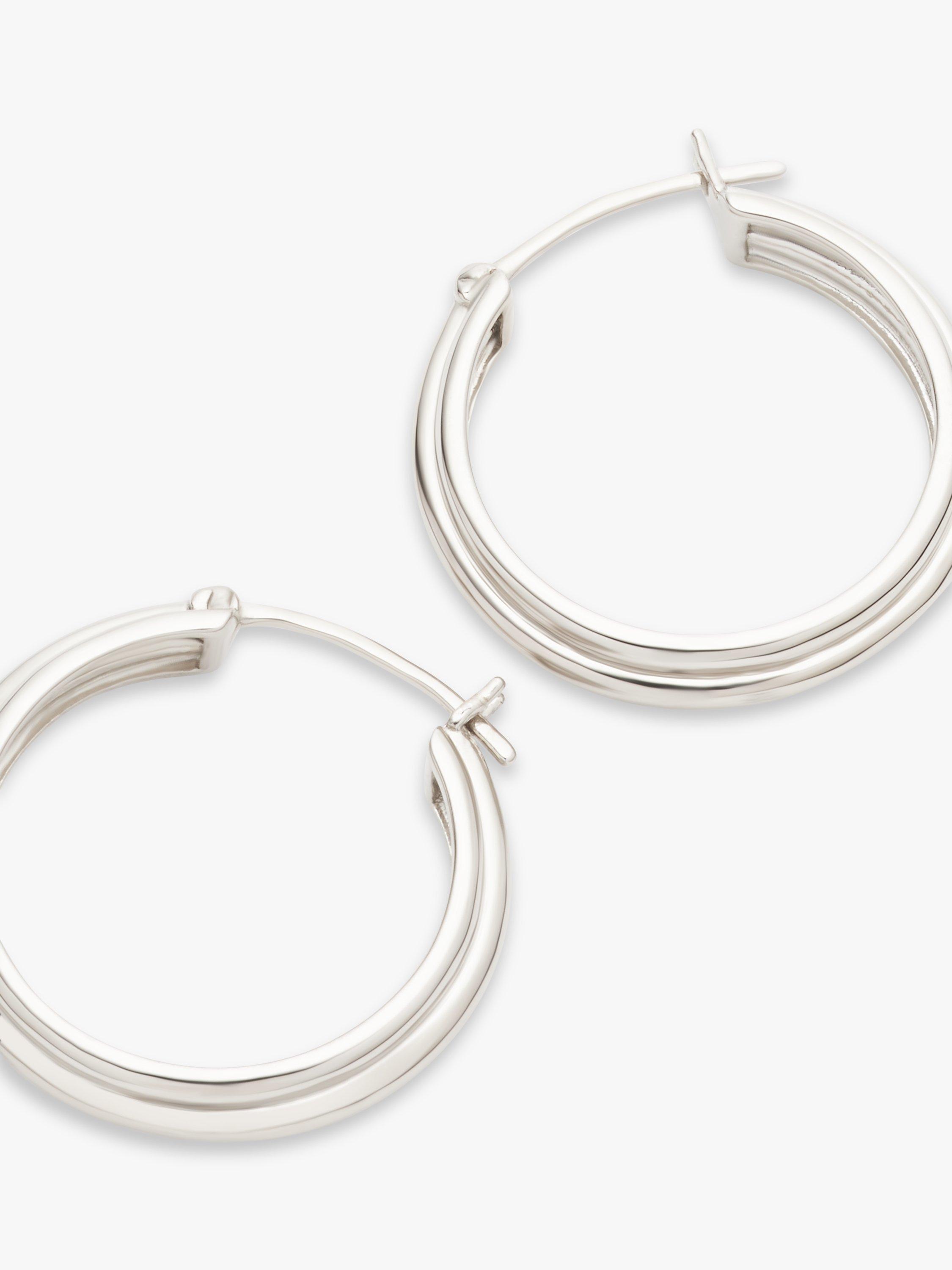 Product image 3 of 4, which shows John Lewis Earring Edit Triple Band Hoop Earrings, Silver