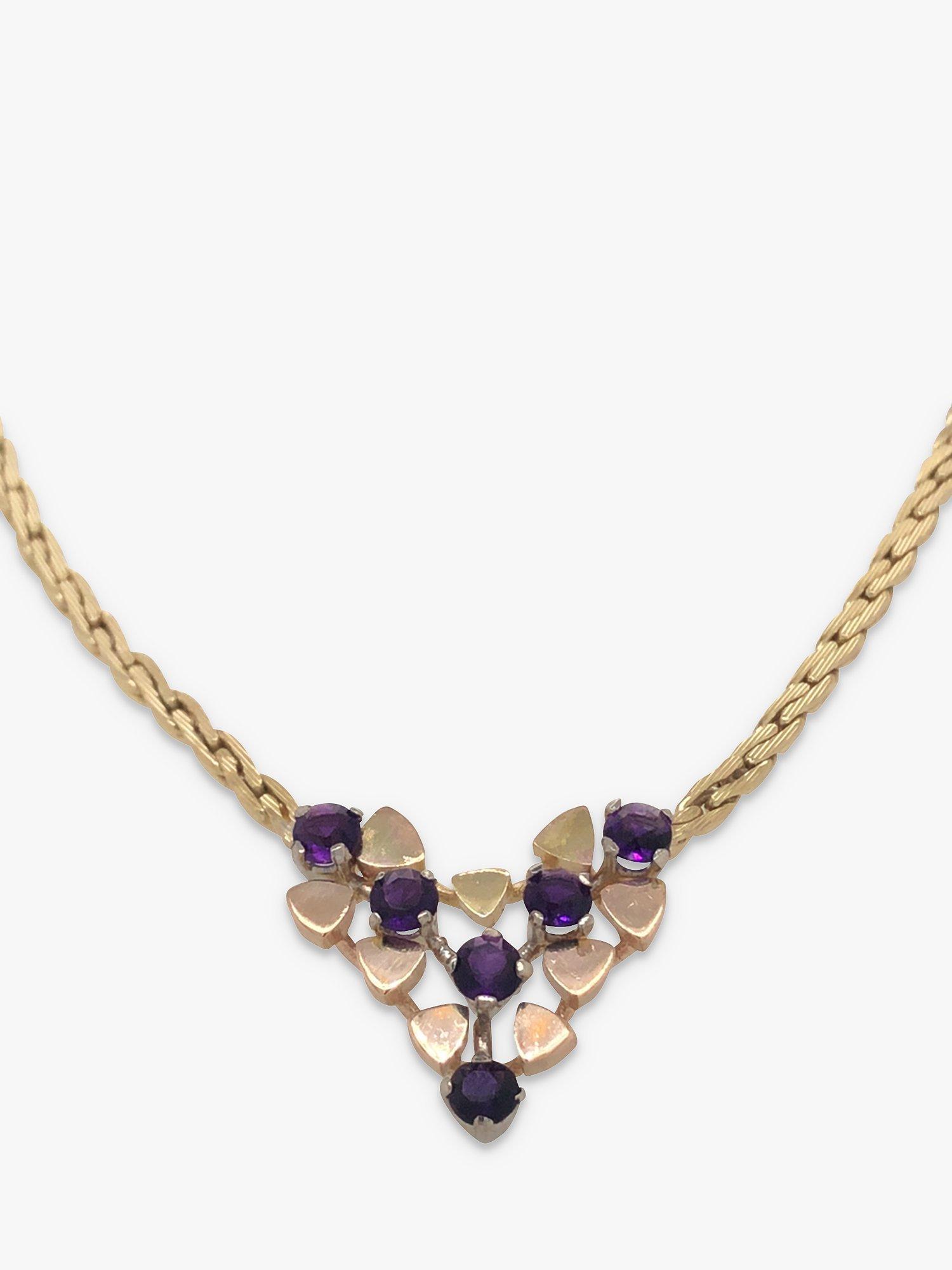 Vintage Fine Jewellery Pre-Loved 9ct Gold Amethyst Centre Collar Necklace, Dated London 1971