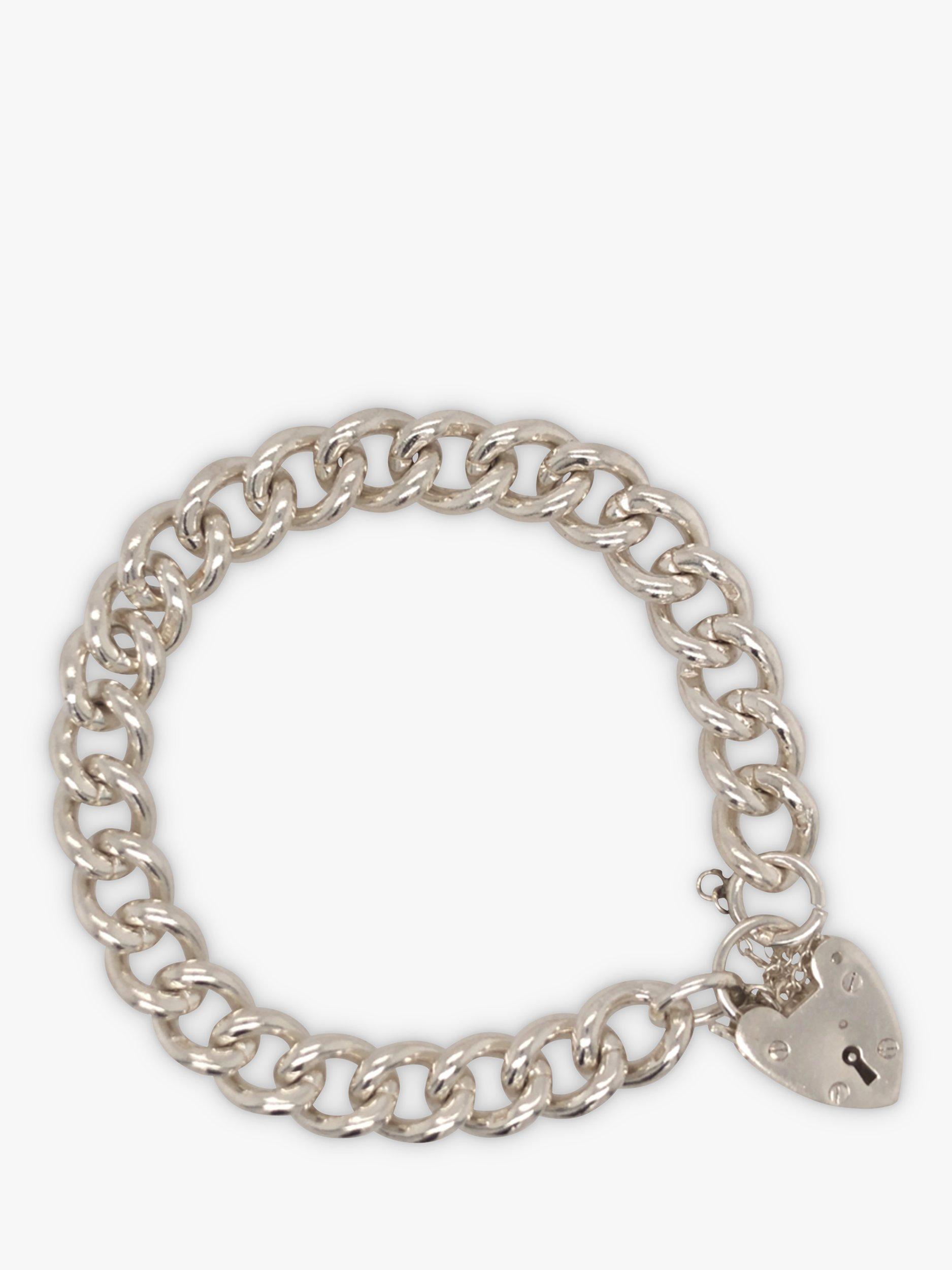 Vintage Fine Jewellery Pre-Loved Padlock Silver Curb Link Bracelet, Dated Birmingham 1974
