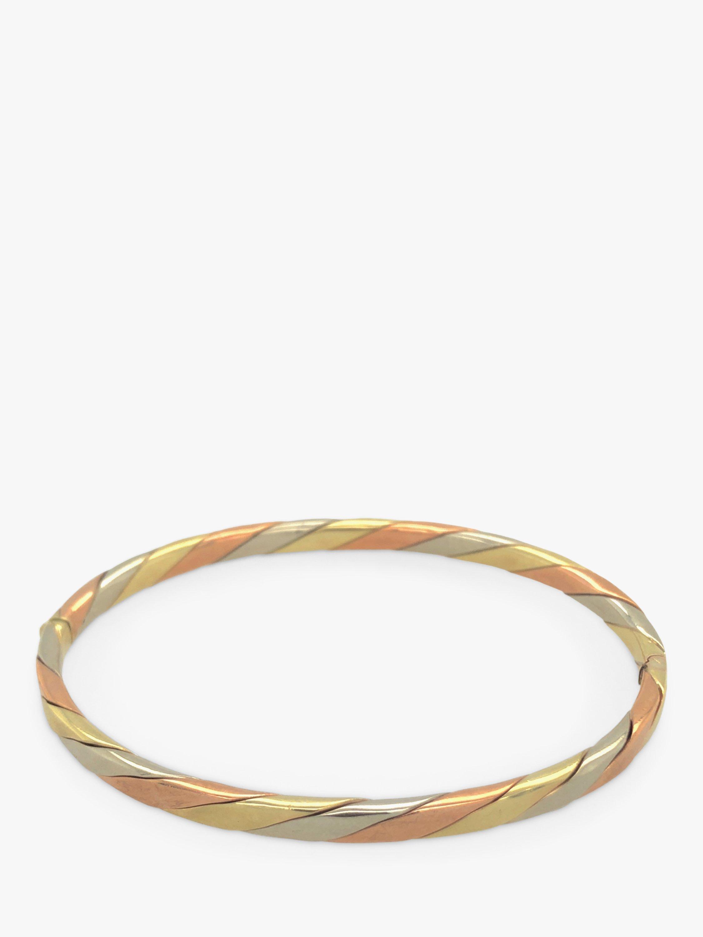Vintage Fine Jewellery Pre-Loved 9ct Yellow Rose and White Gold Bangle, Dated Sheffield 1985