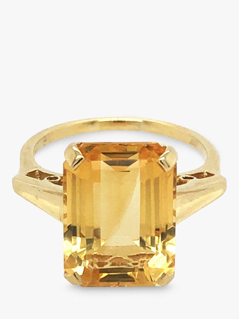Vintage Fine Jewellery Pre-Loved 9ct Gold Emerald Cut Citrine Ring, Dated Circa 1960s