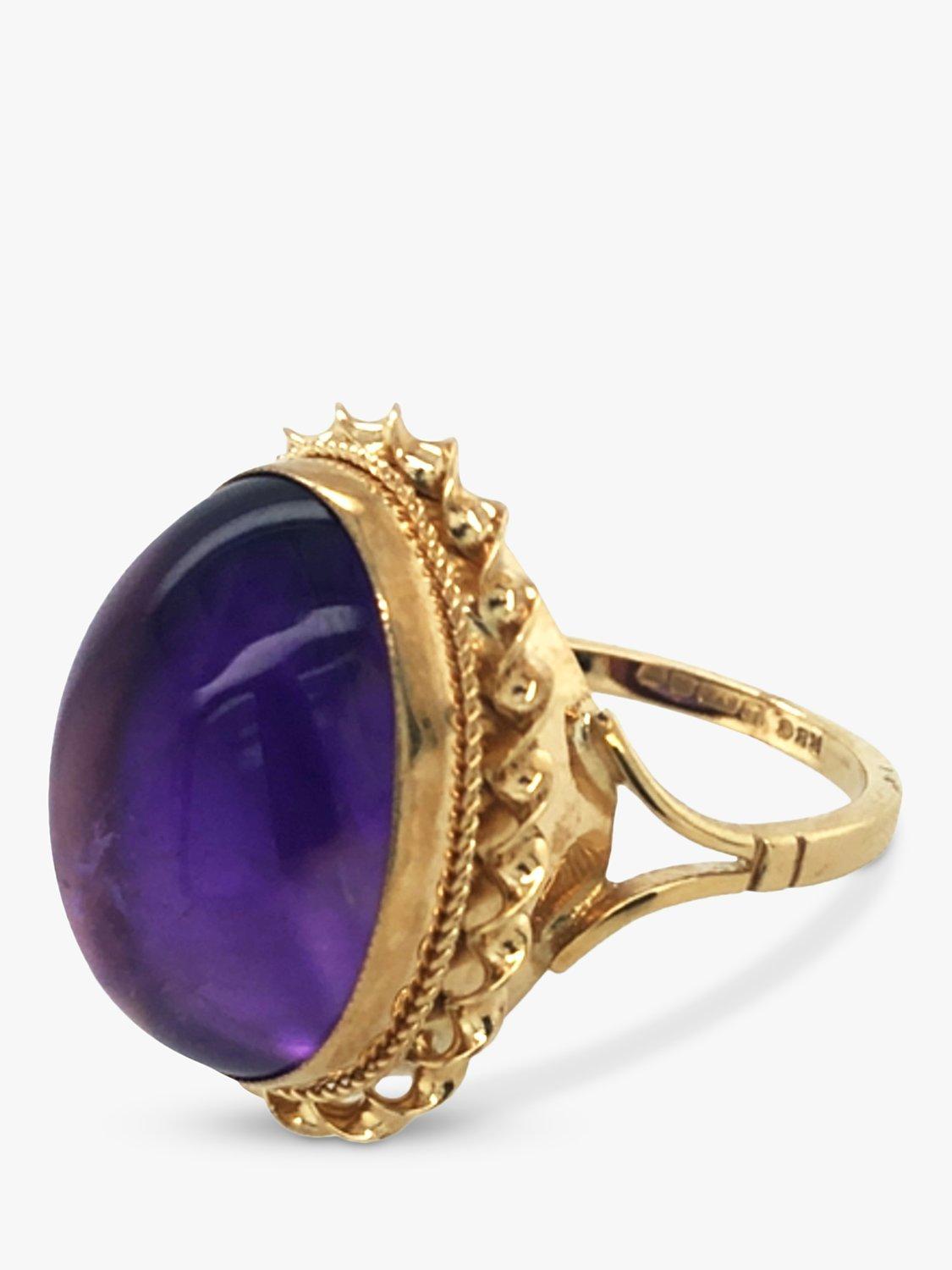 Vintage Fine Jewellery Pre-Loved 9ct Gold Oval Cabochon Amethyst Ring, Dated Birmingham 1975