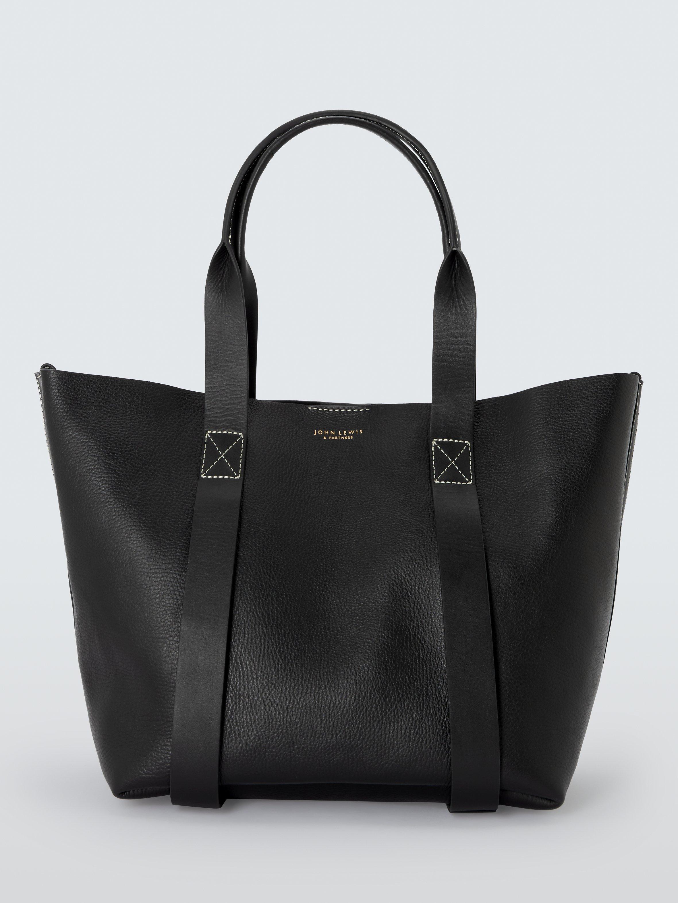 John Lewis Luxe Leather Tote Bag Black