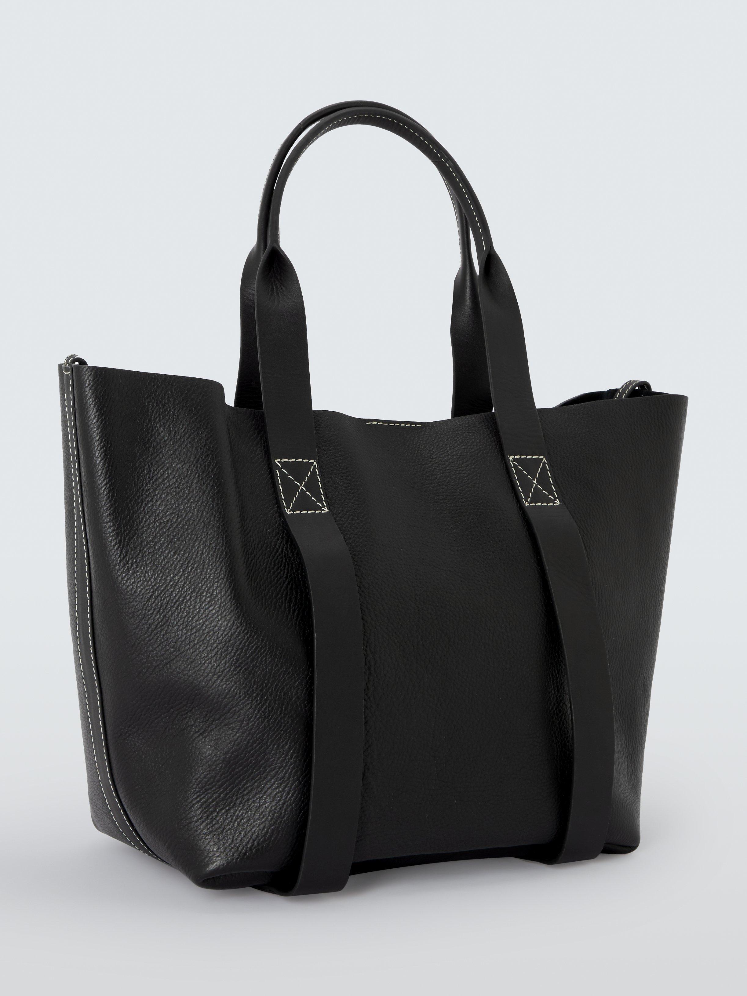 John Lewis Luxe Leather Tote Bag Black
