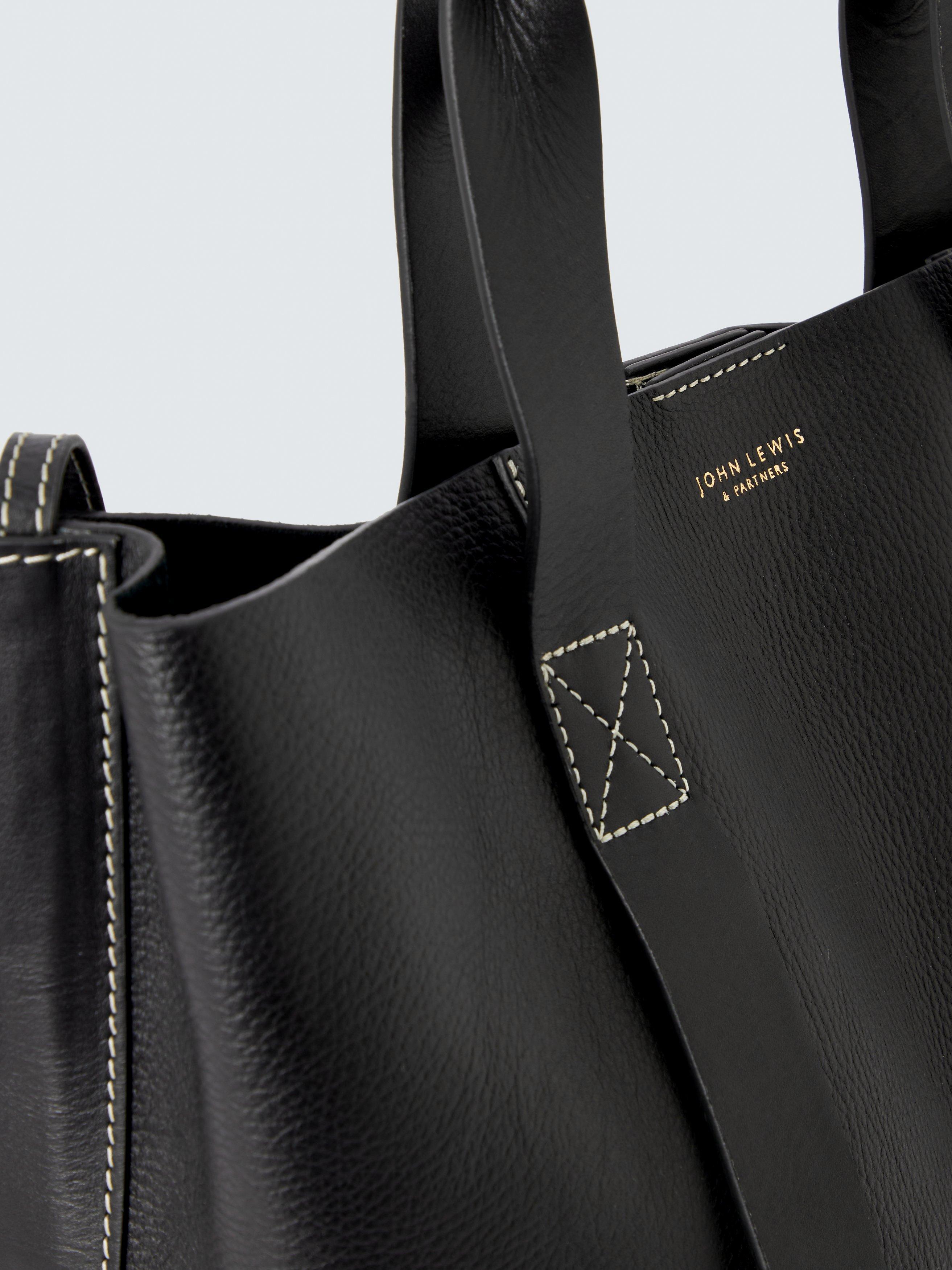 John Lewis Luxe Leather Tote Bag Black