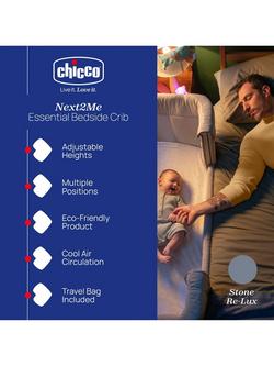 Chicco Next2Me Essential Bedside Crib - view 2, Stone Re-lux