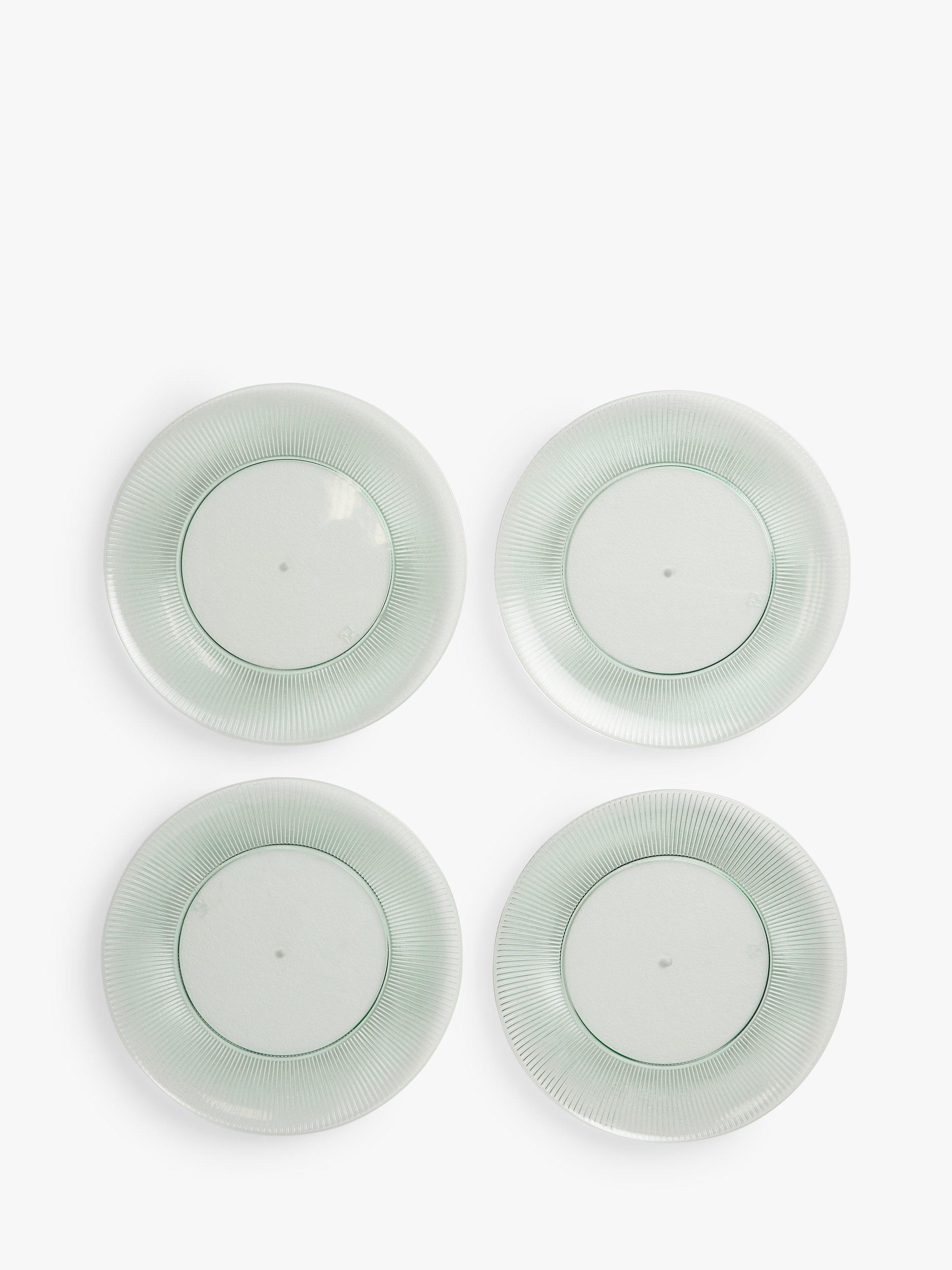 John Lewis ANYDAY Ribbed Plastic Picnic Dinner Plate, Set of 4, 25.5cm, Aqua