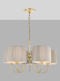 John Lewis Classic Curve 5 Arm Pendant Ceiling Light, Matte Antique Brass