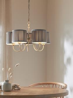 John Lewis Classic Curve 5 Arm Pendant Ceiling Light, Matte Antique Brass - view 2, Matte Antique Brass