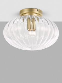 John Lewis Brasserie Flush Ceiling Light, Matte Antique Brass